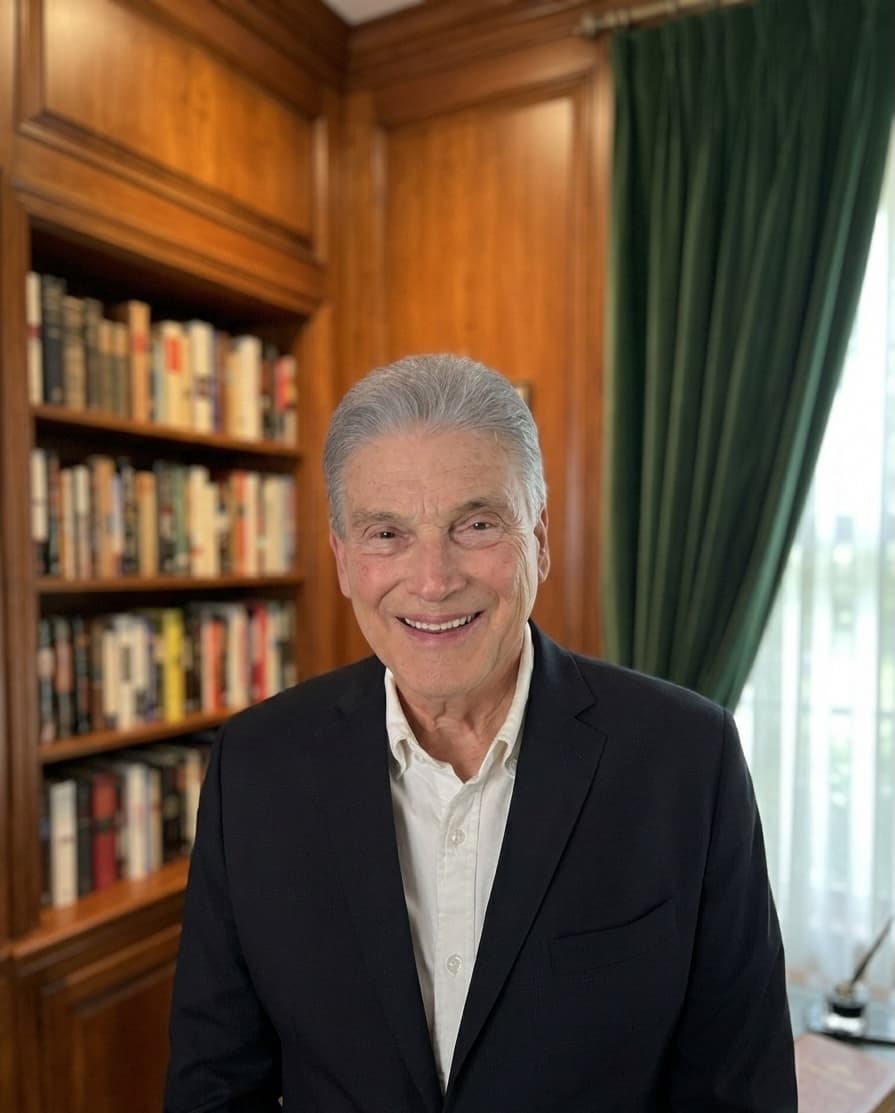 Dr. Robert T. Bleck smiling in his office library